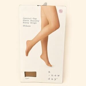 A New Day Control-Top Sheer Hosiery Plus Size Pantyhose Honey Beige NEW 1X 2X